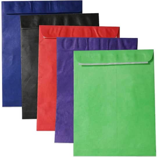 JAM Paper 10" x 13" Assorted Tyvek Tear Proof Open End Catalog Envelopes, 25ct.
